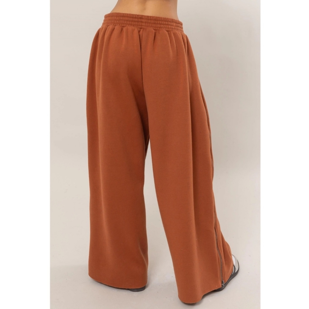 #836 🛑S,M Boho Chic Fabulous Wide-Leg Side Zipper Sweatpant - Picture 10 of 15